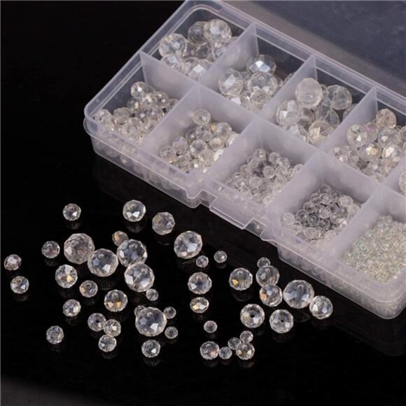 900+ Pieces Crystal Beads Kit, Rondelle Faceted Glass Beads AB Crystal - Picture 4 of 7